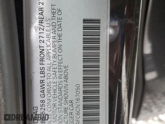 2012 Audi A6 Premium Plus with VIN WAUGGAFC6CN167050, listed as a Copart auction lot 58811945 with 108,400 mi miles and Salvage title. Bid and sale history available at DreamBid. Image 12.