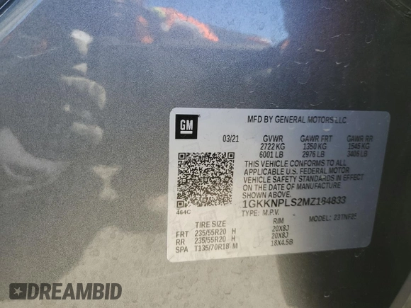 2021 GMC Acadia Denali with VIN 1GKKNPLS2MZ184833, listed as a Copart auction lot 86403574 with 19,498 mi miles and Salvage Title. Bid and sale history available at carsss.com. Image 14.