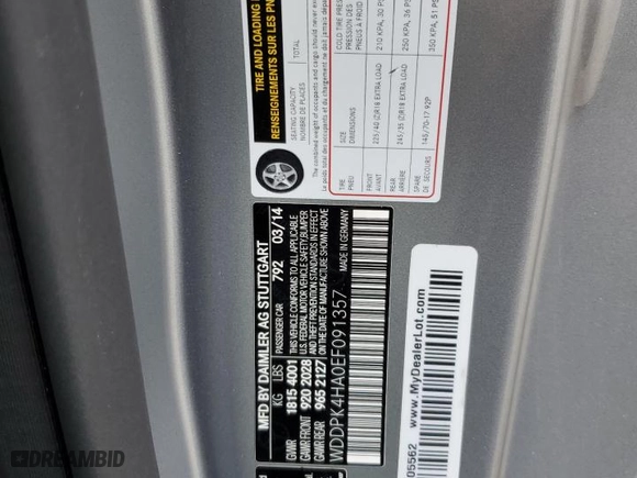 2014 Mercedes-Benz SLK-Class SLK 250 with VIN WDDPK4HA0EF091357, listed as a Copart auction lot 82316804 with NaN miles and Salvage Title. Bid and sale history available at carsss.com. Image 12.
