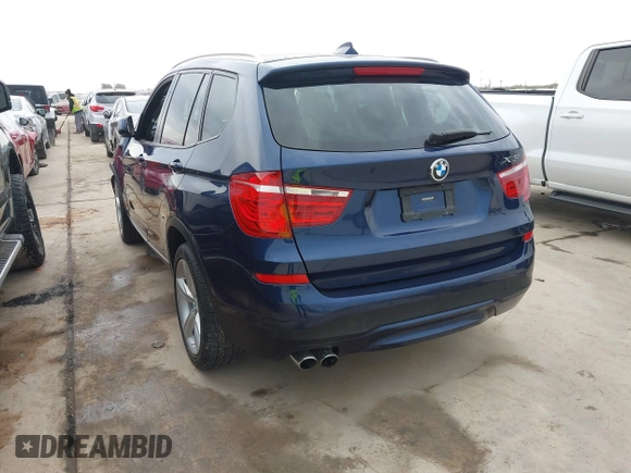 2017 BMW X3 sDrive28i with VIN 5UXWZ7C31H0V91190, listed as a IAAI auction lot 38353174 with 55,603 mi miles. Bid and sale history available at carsss.com. Image 3.