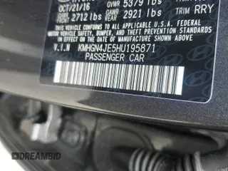 2017 Genesis G80 3.8L with VIN KMHGN4JE5HU195871, listed as a Copart auction lot 55962605 with 120,346 mi miles and Salvage title. Bid and sale history available at DreamBid. Image 12.
