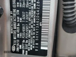 2013 Kia Sorento LX with VIN 5XYKT3A62DG422842, listed as a Copart auction lot 51766765 with 61,940 mi miles and Salvage Title. Bid and sale history available at carsss.com. Image 13.
