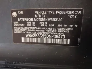 2013 BMW 3 Series 328i xDrive with VIN WBA3B3G55DNP38473, listed as a IAAI auction lot 41278450 with 130,495 mi miles. Bid and sale history available at carsss.com. Image 9.