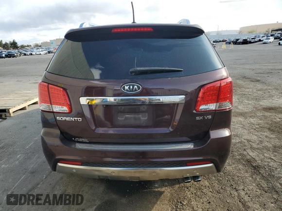 2013 Kia Sorento SX with VIN 5XYKWDA25DG384405, listed as a Copart auction lot 51338295 with 143,867 mi miles and Salvage Title. Bid and sale history available at carsss.com. Image 6.