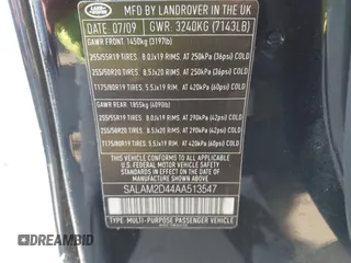 2010 Land Rover LR4 HSE with VIN SALAM2D44AA513547, listed as a IAAI auction lot 42000651 with 175,296 mi miles and . Bid and sale history available at DreamBid. Image 9.