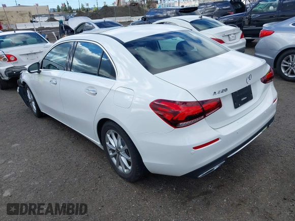 2021 Mercedes-Benz A 220 with VIN W1K3G4EBXMJ268649, listed as a IAAI auction lot 41735225 with 19,056 mi miles and . Bid and sale history available at DreamBid. Image 3.