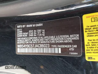 2018 BMW M4 z VIN WBS4Y9C57JAC86023, wystawiony jako IAAI lot #41858452 z przebiegiem 95 640 mil mil oraz . Historia ofert i sprzedaży dostępna na DreamBid. Obrazek 9.