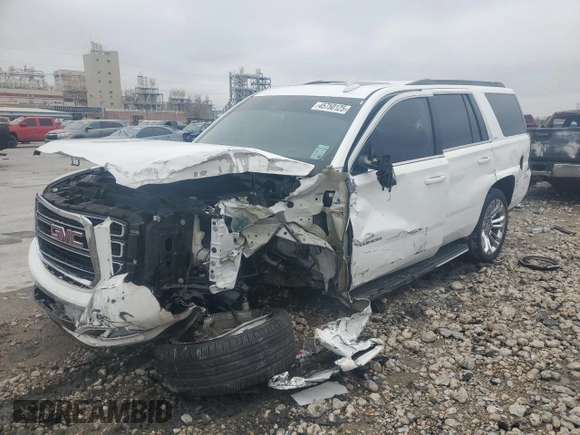 2019 GMC Yukon SLT with VIN 1GKS1BKC6KR236082, listed as a Copart auction lot 45750125 with 0 mi miles and Salvage Title. Bid and sale history available at carsss.com. Image 1.