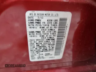 2013 Nissan Rogue SL with VIN JN8AS5MT8DW546102, listed as a Copart auction lot 47964055 with 190,182 mi miles and Salvage Title. Bid and sale history available at carsss.com. Image 13.