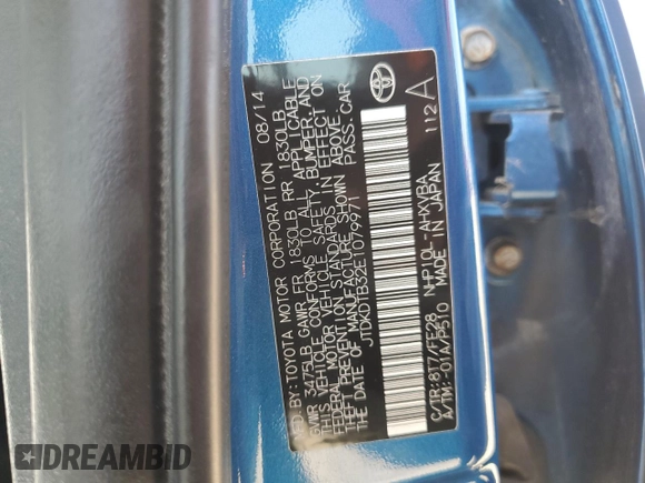 2014 Toyota Prius One z VIN JTDKDTB32E1079971, wystawiony jako Copart lot #58444555 z przebiegiem 50 531 mil mil oraz Szkoda całkowita • Salvage title. Historia ofert i sprzedaży dostępna na DreamBid. Obrazek 12.