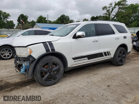 2013 Dodge Durango Citadel with VIN 1C4RDJEG1DC660821, listed as a Copart auction lot 55357784 with 109,977 mi miles and Salvage Title. Bid and sale history available at carsss.com. Image 1.
