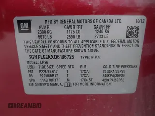 2013 Chevrolet Equinox LT with VIN 2GNFLEEKXD6186725, listed as a IAAI auction lot 42151135 with 126,646 mi miles and . Bid and sale history available at DreamBid. Image 9.