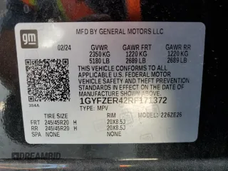 2024 Cadillac XT4 FWD Sport with VIN 1GYFZER42RF171372, listed as a Copart auction lot 76884714 with Not provided miles and Salvage title. Bid and sale history available at DreamBid. Image 13.