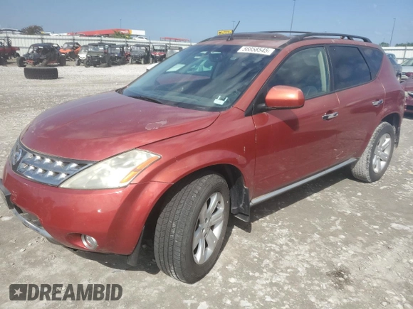 2007 Nissan Murano SE with VIN JN8AZ08W97W650878, listed as a Copart auction lot 56858545 with 123,304 mi miles and Salvage title. Bid and sale history available at DreamBid. Image 1.