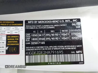 2017 Mercedes-Benz GLS 550 with VIN 4JGDF7DE2HA791695, listed as a IAAI auction lot 42507278 with 185,884 mi miles and . Bid and sale history available at DreamBid. Image 9.