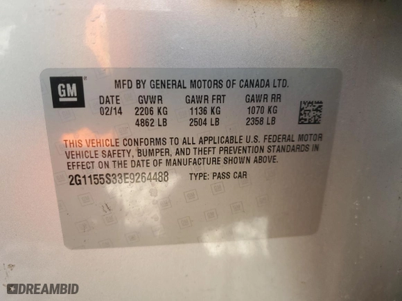 2014 Chevrolet Impala LTZ with VIN 2G1155S33E9264488, listed as a Copart auction lot 48474475 with 132,192 mi miles and Clean Title. Bid and sale history available at carsss.com. Image 12.