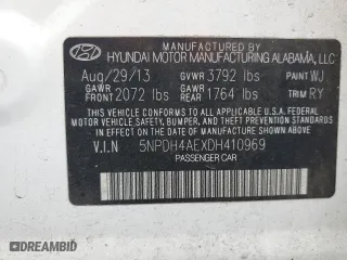 2013 Hyundai Elantra GLS with VIN 5NPDH4AEXDH410969, listed as a Copart auction lot 53023325 with 105,032 mi miles and Salvage Title. Bid and sale history available at carsss.com. Image 13.