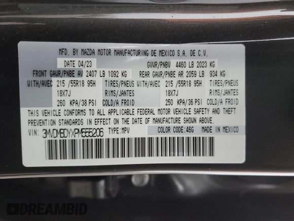 2023 Mazda CX-30 Premium with VIN 3MVDMBDYXPM555206, listed as a Copart auction lot 88027515 with 8,532 mi miles and Salvage title. Bid and sale history available at DreamBid. Image 13.