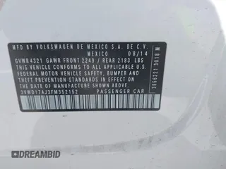 2015 Volkswagen Jetta SE с VIN 3VWD17AJ3FM352152, выставлен на аукционе IAAI как лот 42374530 с пробегом 96 432 миль миль и . История ставок и продаж доступна на DreamBid. Изображение 9.