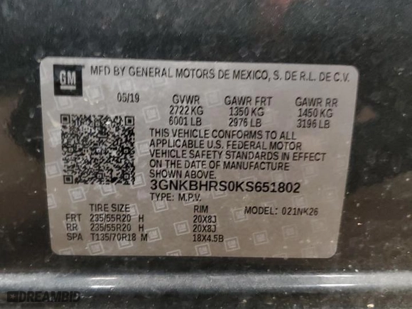 2019 Chevrolet Blazer with VIN 3GNKBHRS0KS651802, listed as a Copart auction lot 44164945 with 69,478 mi miles and Clean Title. Bid and sale history available at carsss.com. Image 16.