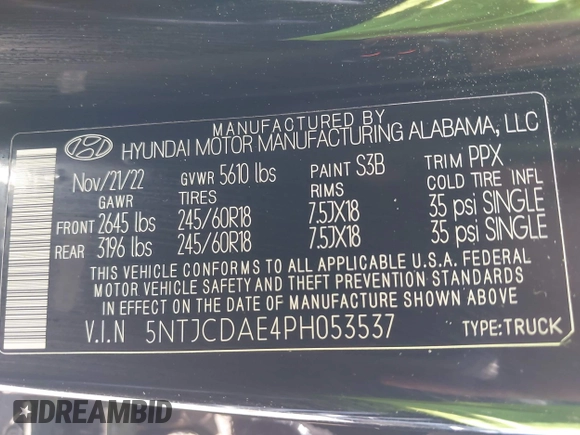 2023 Hyundai Santa Cruz SEL с VIN 5NTJCDAE4PH053537, выставлен на аукционе IAAI как лот 41981106 с пробегом 47 019 миль миль и . История ставок и продаж доступна на DreamBid. Изображение 9.