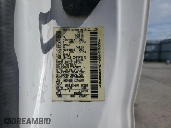 1998 Nissan Frontier XE with VIN 1N6DD26S1WC358383, listed as a Copart auction lot 48266675 with 123,105 mi miles and Salvage title. Bid and sale history available at DreamBid. Image 14.