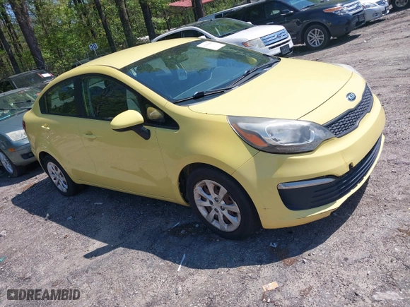 2016 Kia Rio LX with VIN KNADM4A37G6544196, listed as a IAAI auction lot 41998845 with 100,518 mi miles. Bid and sale history available at carsss.com. Image 1.