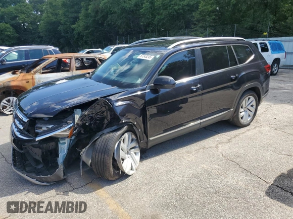 2021 Volkswagen Atlas SEL with VIN 1V2ER2CA5MC542810, listed as a Copart auction lot 57243245 with 104,505 mi miles and Salvage title. Bid and sale history available at DreamBid. Image 1.
