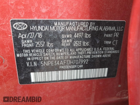 2018 Hyundai Sonata SEL z VIN 5NPE34AF1JH707992, wystawiony jako Copart lot #55262005 z przebiegiem 56 431 mil mil oraz Szkoda całkowita • Salvage title. Historia ofert i sprzedaży dostępna na DreamBid. Obrazek 12.