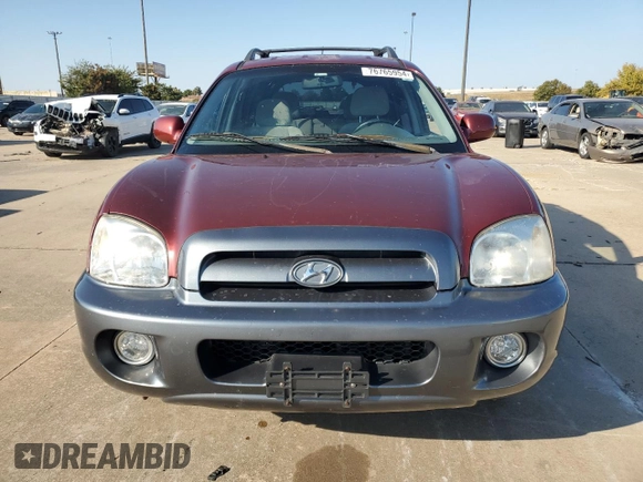 2005 Hyundai Santa Fe GLS with VIN KM8SC13D25U919692, listed as a Copart auction lot 76765954 with 164,644 mi miles and Clean Title. Bid and sale history available at carsss.com. Image 5.