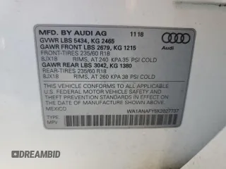 2019 Audi Q5 Premium with VIN WA1ANAFY5K2027737, listed as a Copart auction lot 49252385 with 96,692 mi miles and Salvage Title. Bid and sale history available at carsss.com. Image 14.