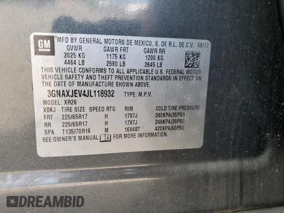 2018 Chevrolet Equinox LT with VIN 3GNAXJEV4JL118932, listed as a Copart auction lot 46656475 with 157,012 mi miles and Salvage Title. Bid and sale history available at carsss.com. Image 12.