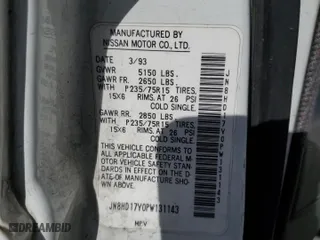 1993 Nissan Pathfinder SE with VIN JN8HD17Y0PW131143, listed as a Copart auction lot 51848005 with 552,200 mi miles and Clean Title. Bid and sale history available at carsss.com. Image 13.