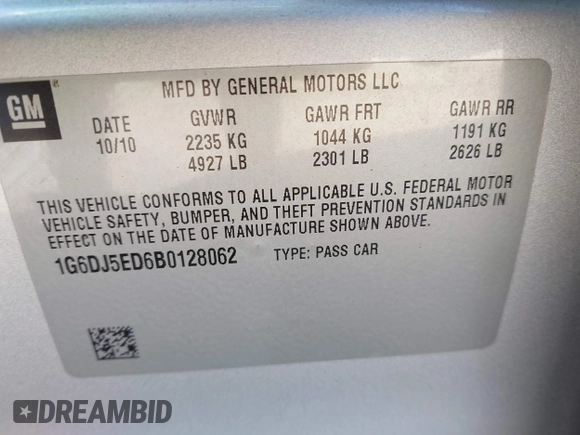 2011 Cadillac CTS Performance with VIN 1G6DJ5ED6B0128062, listed as a IAAI auction lot 42150038 with 245,293 mi miles and . Bid and sale history available at DreamBid. Image 9.