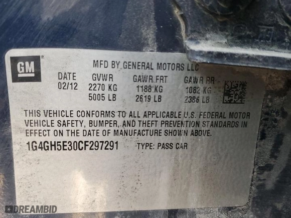 2012 Buick LaCrosse Premium 3 with VIN 1G4GH5E30CF297291, listed as a Copart auction lot 48054945 with 201,325 mi miles and Salvage Title. Bid and sale history available at carsss.com. Image 13.