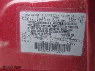 2013 Nissan Sentra SR with VIN 3N1AB7AP7DL635280, listed as a IAAI auction lot 41464335 with 96,763 mi miles. Bid and sale history available at carsss.com. Image 9.