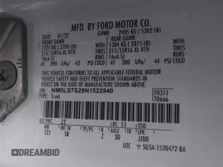 2022 Ford Transit Connect XL z VIN NM0LS7S28N1522940, wystawiony jako IAAI lot #42005203 z przebiegiem Nie podano mil oraz . Historia ofert i sprzedaży dostępna na DreamBid. Obrazek 9.