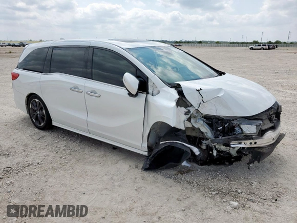 2022 Honda Odyssey Elite with VIN 5FNRL6H95NB066055, listed as a Copart auction lot 59258315 with 43,570 mi miles and Salvage title. Bid and sale history available at DreamBid. Image 4.