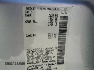 2023 Nissan LEAF SV Plus with VIN 1N4CZ1CV4PC559467, listed as a Copart auction lot 54335465 with 14,641 mi miles and Non Repairable. Bid and sale history available at DreamBid. Image 13.