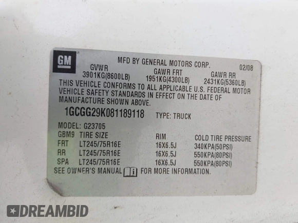 2008 Chevrolet City Express Cargo z VIN 1GCGG29K081189118, wystawiony jako IAAI lot #41727371 z przebiegiem 207 161 mil mil oraz . Historia ofert i sprzedaży dostępna na DreamBid. Obrazek 9.