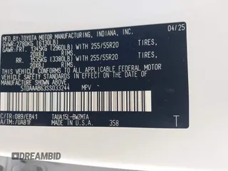 2025 Lexus TX 350 with VIN 5TDAAAB63SS033244, listed as a IAAI auction lot 42505973 with 2,106 mi miles and . Bid and sale history available at DreamBid. Image 9.