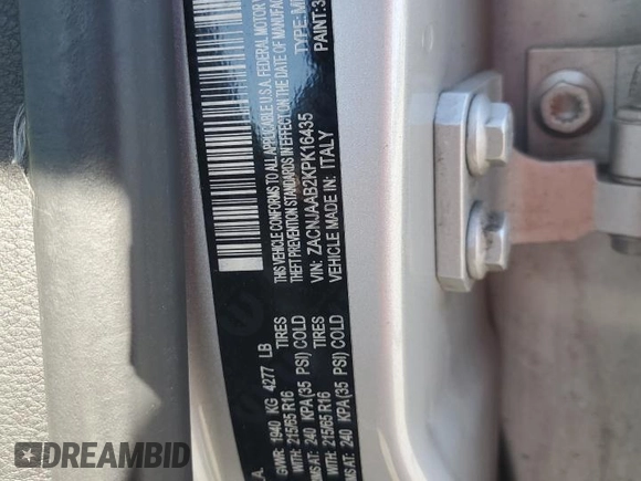 2019 Jeep Renegade Sport with VIN ZACNJAAB2KPK16435, listed as a Copart auction lot 58213515 with 218,292 mi miles and Salvage title. Bid and sale history available at DreamBid. Image 12.
