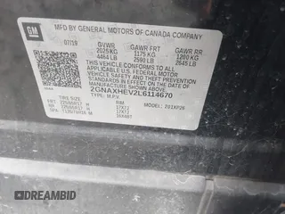 2020 Chevrolet Equinox LS z VIN 2GNAXHEV2L6114670, wystawiony jako IAAI lot #41951291 z przebiegiem 124 225 mil mil oraz . Historia ofert i sprzedaży dostępna na DreamBid. Obrazek 9.