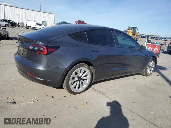 2022 Tesla Model 3 with VIN 5YJ3E1EAXNF360200, listed as a Copart auction lot 44463735 with 86,880 mi miles and Salvage Title. Bid and sale history available at DreamBid. Image 3.