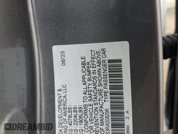 2024 Acura Integra Technology with VIN 19UDE4H63RA008296, listed as a Copart auction lot 51762615 with Not provided miles and Salvage title. Bid and sale history available at DreamBid. Image 12.