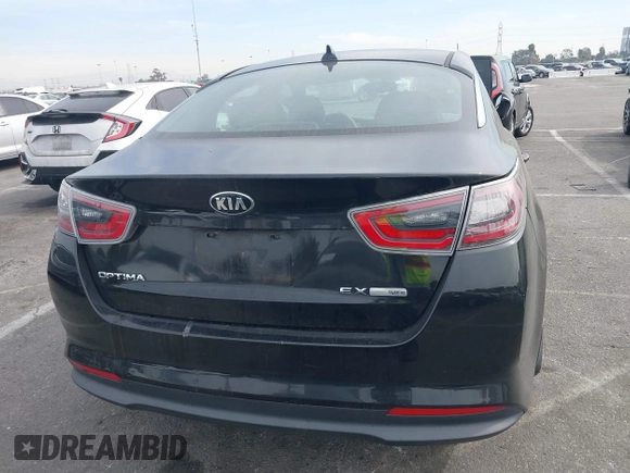 2015 Kia Optima Hybrid EX with VIN KNAGN4ADXF5080070, listed as a IAAI auction lot 41666446 with 119,845 mi miles. Bid and sale history available at carsss.com. Image 15.