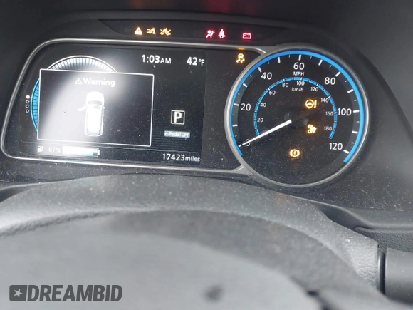 2023 Nissan LEAF S with VIN 1N4AZ1BV7PC551730, listed as a IAAI auction lot 41592504 with 17,423 mi miles and . Bid and sale history available at DreamBid. Image 15.