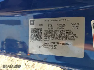 2019 Chevrolet Camaro 1SS with VIN 1G1FE1R71K0156075, listed as a IAAI auction lot 40857921 with 1 mi miles. Bid and sale history available at carsss.com. Image 9.