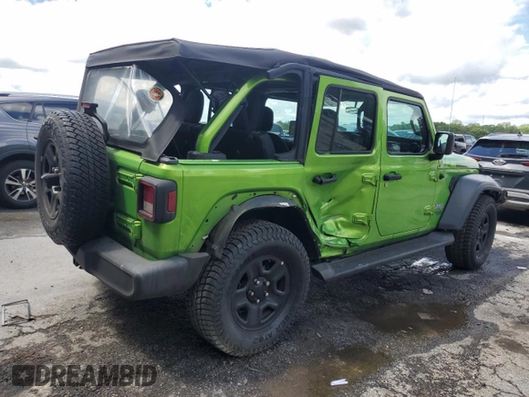 2018 Jeep Wrangler Unlimited Sport S with VIN 1C4HJXDN8JW248638, listed as a Copart auction lot 56408975 with 34,349 mi miles and Salvage title. Bid and sale history available at DreamBid. Image 3.