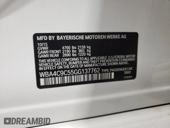2016 BMW 4 Series 428i xDrive with VIN WBA4C9C55GG137762, listed as a Copart auction lot 46083245 with 100,591 mi miles and Salvage Title. Bid and sale history available at DreamBid. Image 14.